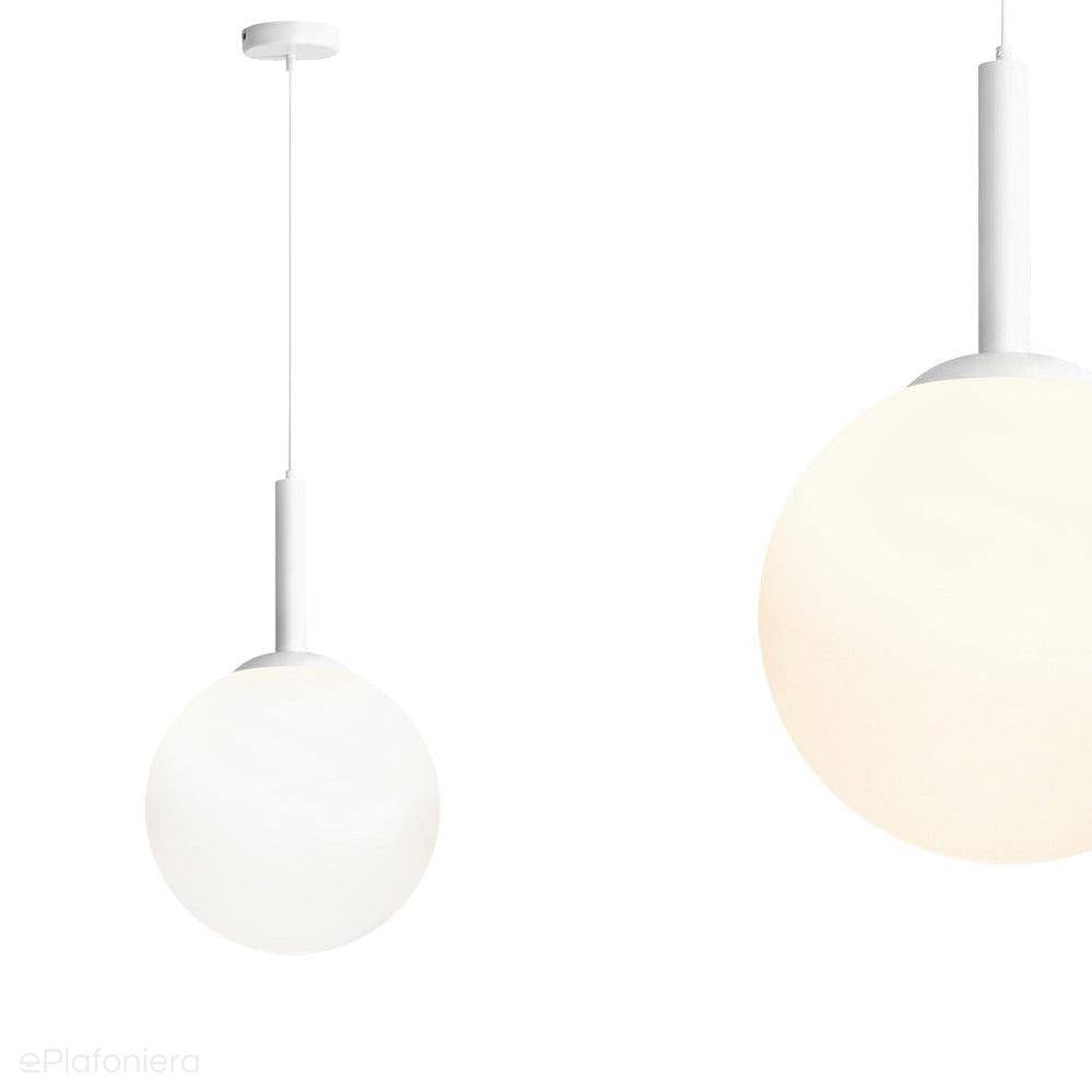 Lampa wisząca, zawiesie białe (40cm) jedna mleczna kula (E27) Aldex (Bosso) 1087XL