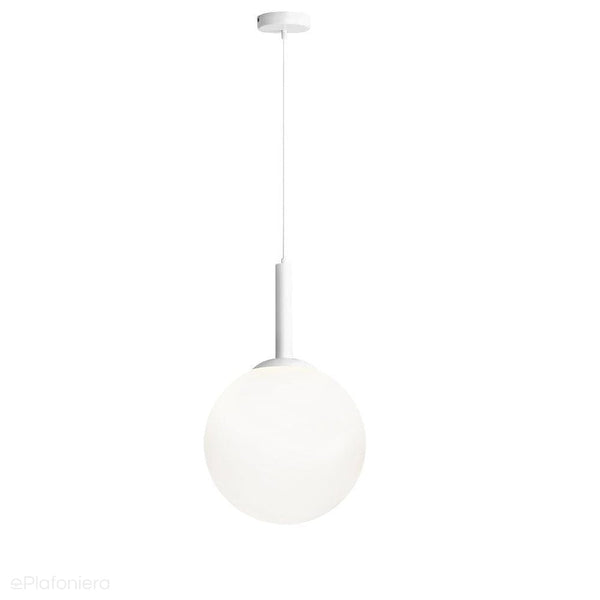 Lampa wisząca, zawiesie białe (40cm) jedna mleczna kula (E27) Aldex (Bosso) 1087XL