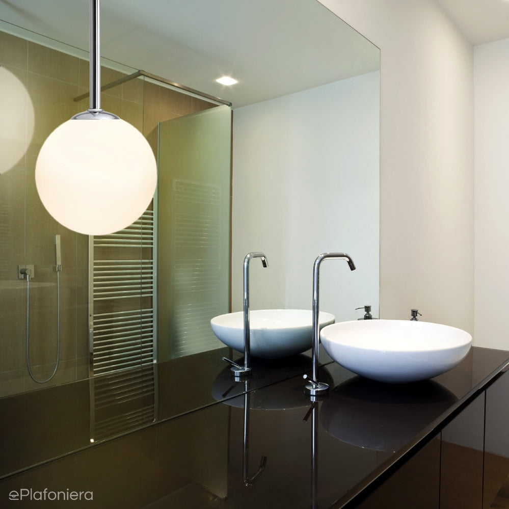 Lampa wisząca, zawiesie chrom (14cm) jedna mleczna kula (E14) Aldex (Bosso) 1087XXS4