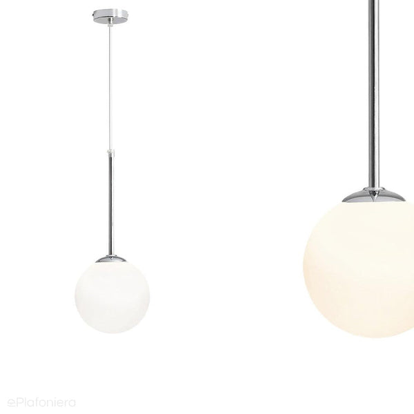 Lampa wisząca, zawiesie chrom (14cm) jedna mleczna kula (E14) Aldex (Bosso) 1087XXS4