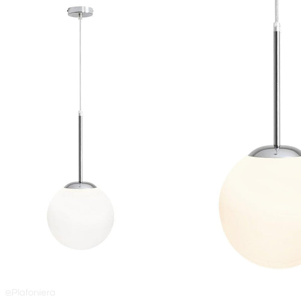 Lampa wisząca, zawiesie chrom (20cm) jedna mleczna kula (E27) Aldex (Bosso) 1087XS4