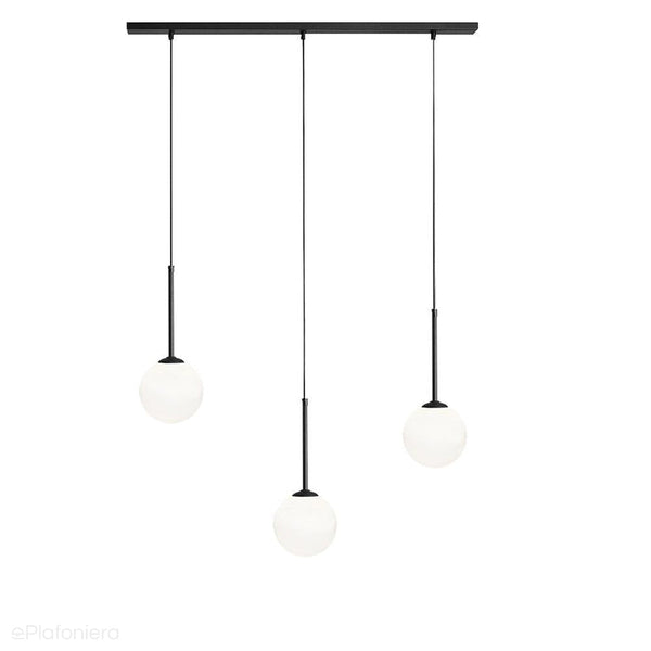 Lampa wisząca, zawiesie czarne (3x14cm) trzy mleczne kule (3xE14) Aldex (Bosso) 1087E1