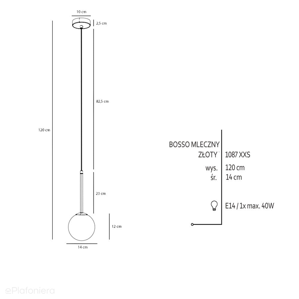 Lampa wisząca złota, Bosso Mini 14 Gold - Aldex (14cm, E14) 1087XXS30