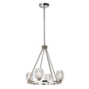 Lampa wisząca - żyrandol 54cm (szlifowane szkło, nikiel) do sypialni salonu kuchni (G9 4x4W) Feiss (Rubin)