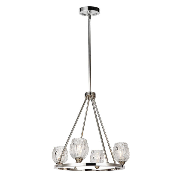 Lampa wisząca - żyrandol 54cm (szlifowane szkło, nikiel) do sypialni salonu kuchni (G9 4x4W) Feiss (Rubin)