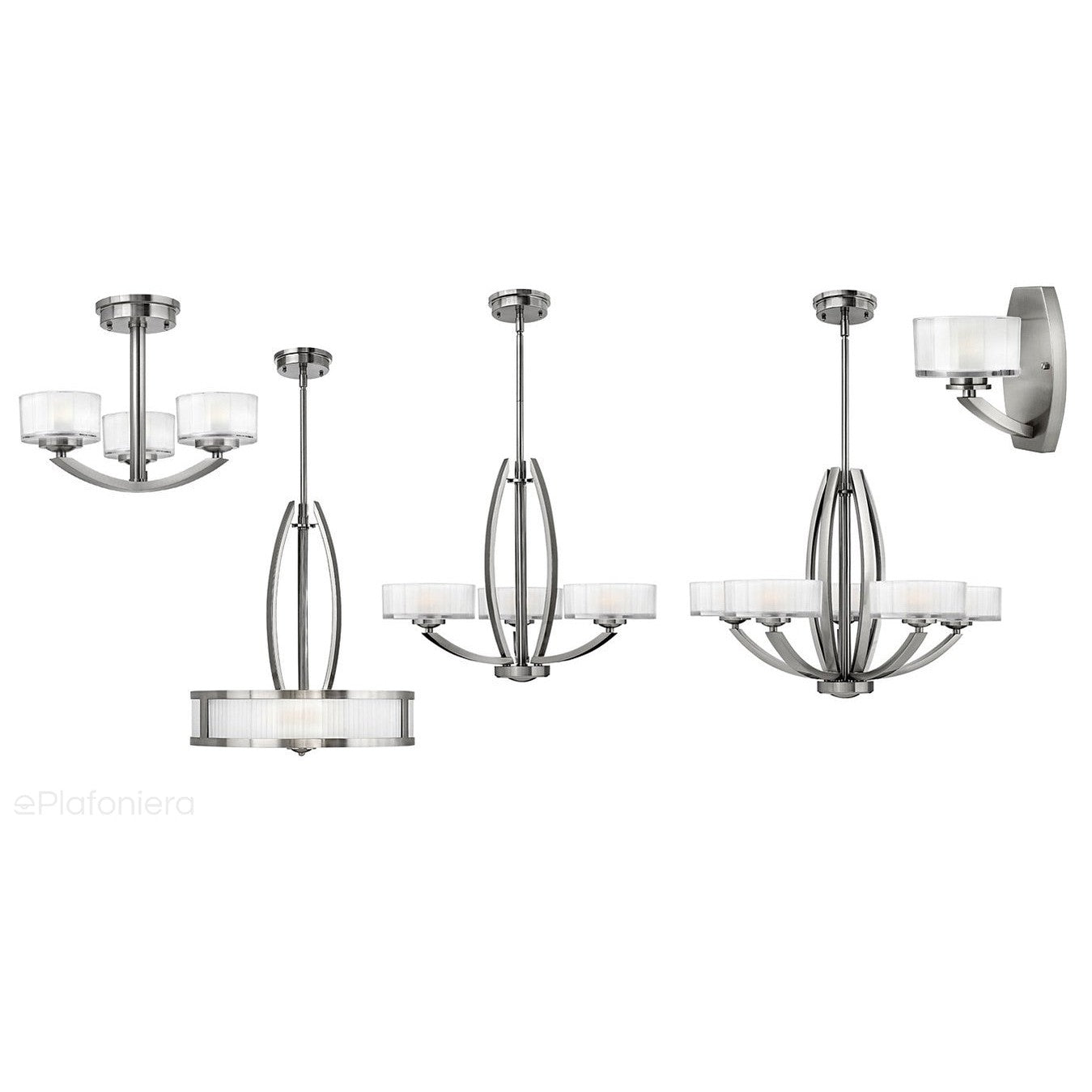 Lampa wisząca, żyrandol (60cm, nikiel) do kuchni salonu sypialni (G9 3x4W) Hinkley (Meridian)