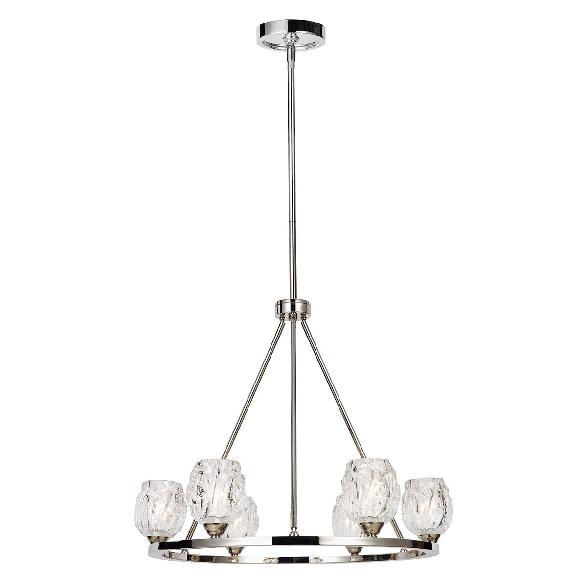 Lampa wisząca - żyrandol 67cm (szlifowane szkło, nikiel) do sypialni salonu kuchni (G9 6x4W) Feiss (Rubin)