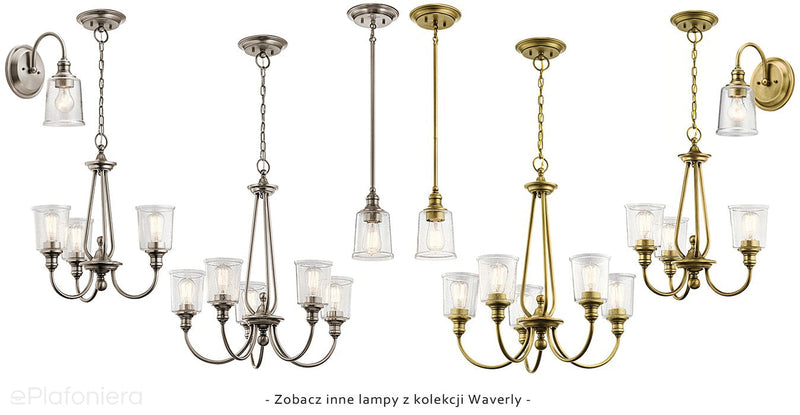 Lampa wisząca żyrandol - vintage (mosiądz, 56cm) do salonu sypialni łazienki (3xE27) Kichler (Waverly)