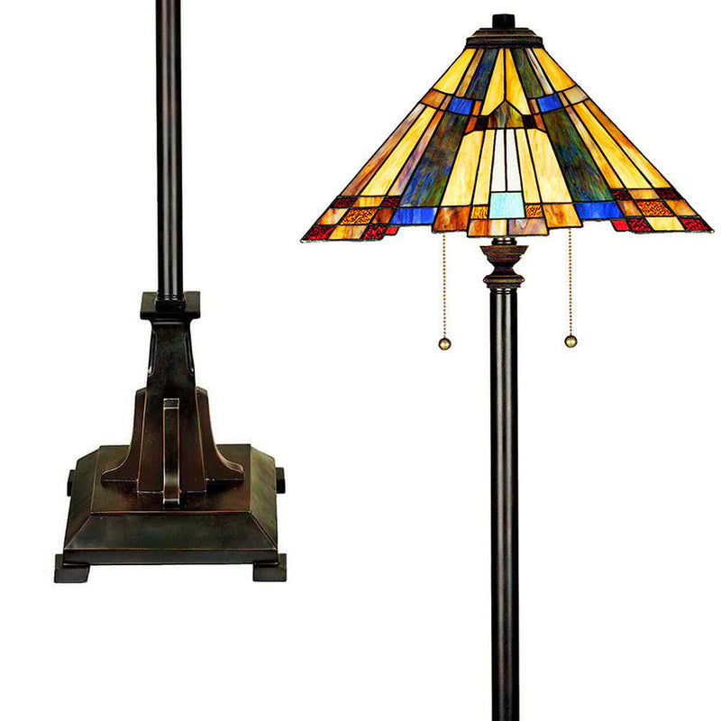 Lampa witrażowa podłogowa Tiffany, Inglenook, Quoizel