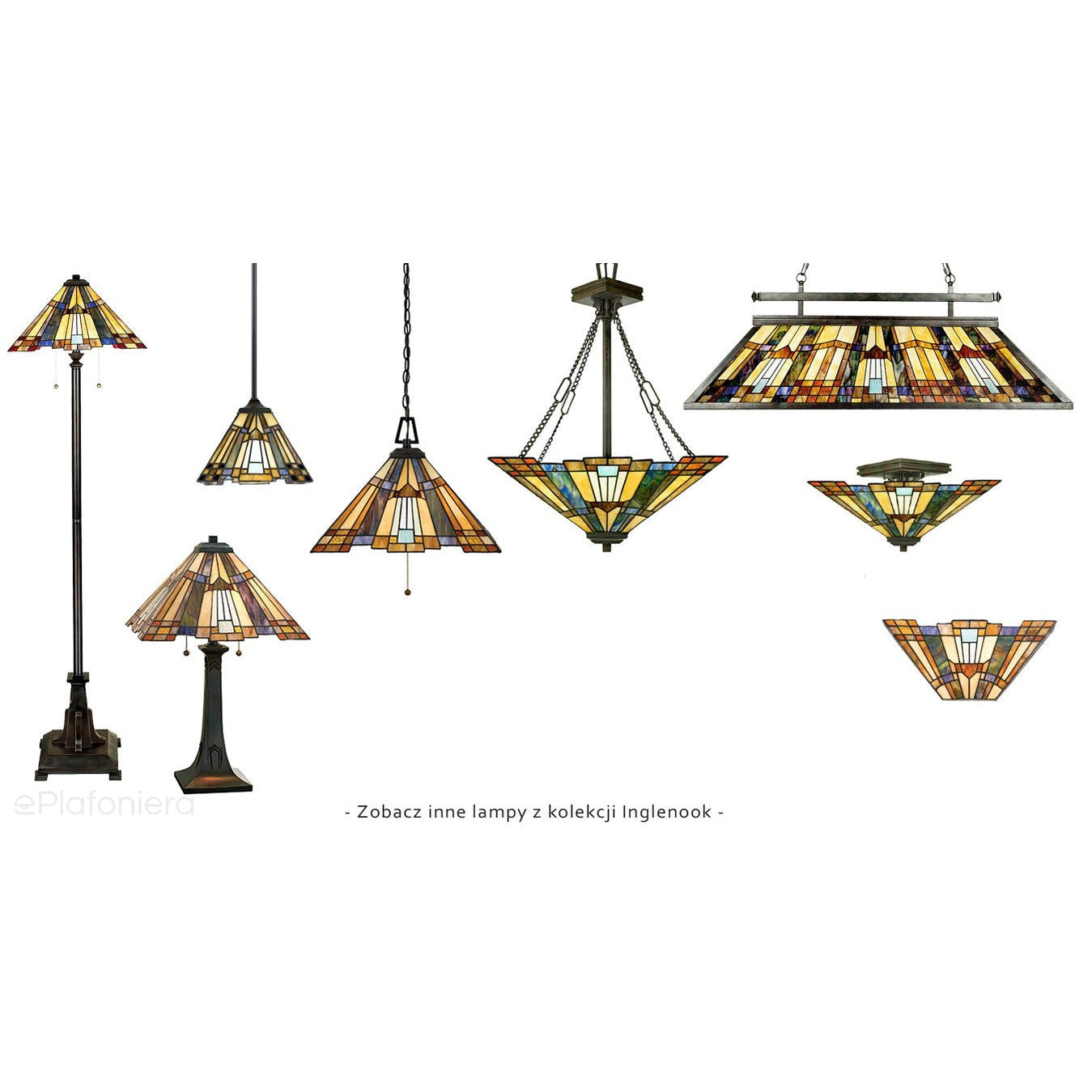 Lampa witrażowa podłogowa Tiffany, Inglenook, Quoizel