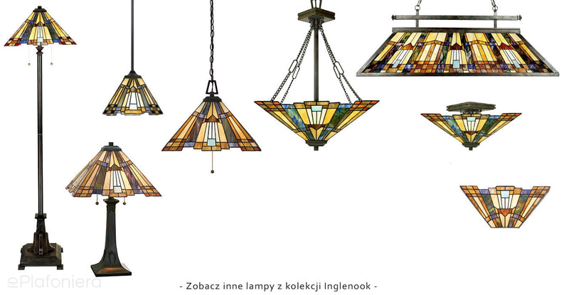 Lampa witrażowa podłogowa Tiffany, Inglenook, Quoizel