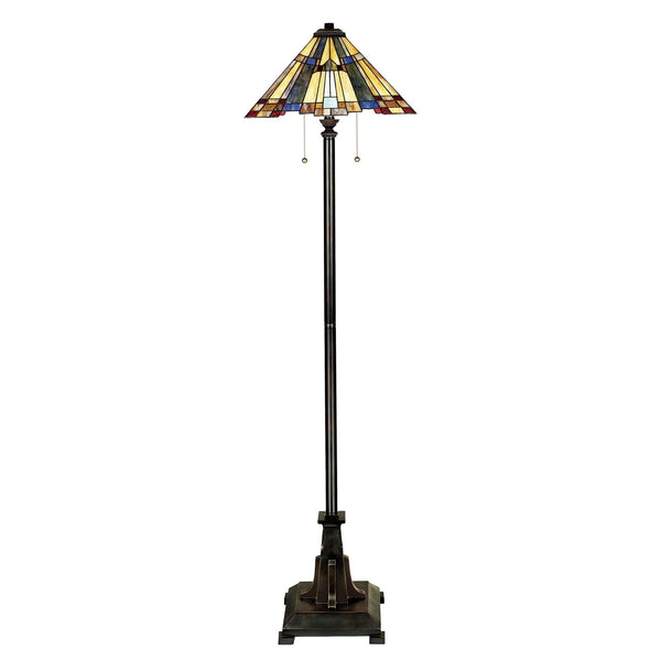 Lampa witrażowa podłogowa Tiffany, Inglenook, Quoizel