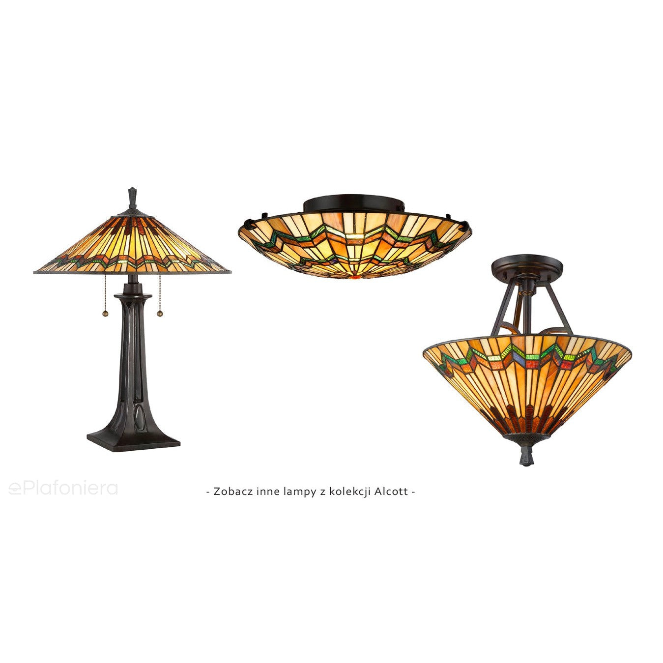 Lampa witrażowa stołowa Alcott, Quoizel