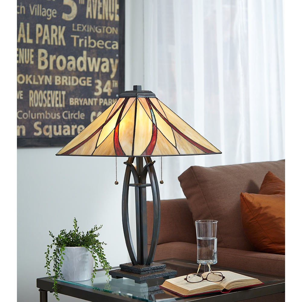 Lampa witrażowa Tiffany Asheville, Quoizel