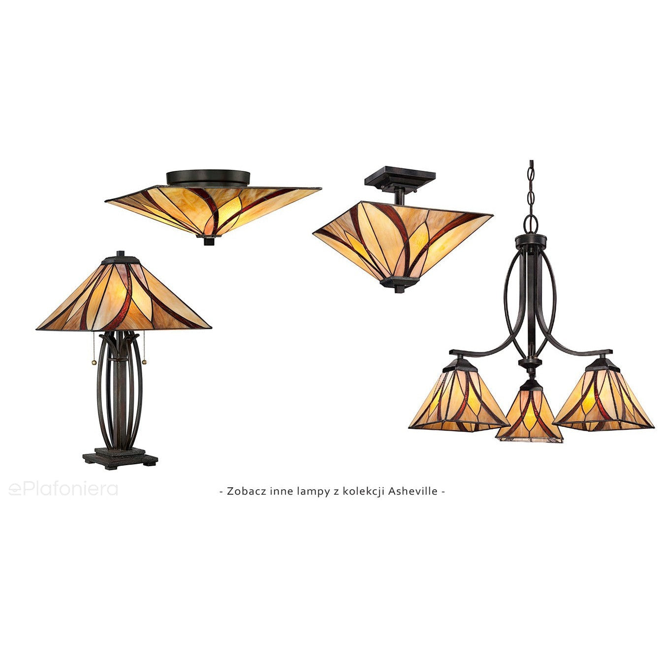 Lampa witrażowa Tiffany Asheville, Quoizel