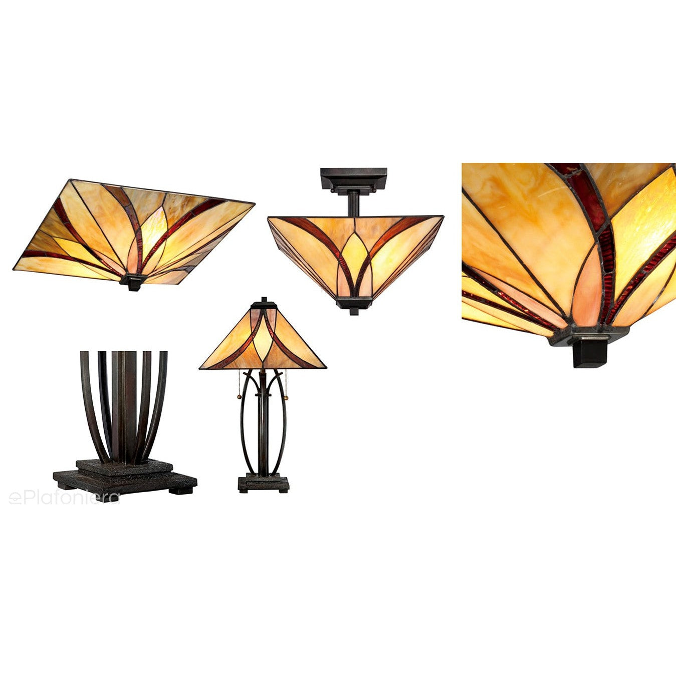 Lampa witrażowa Tiffany Asheville, Quoizel