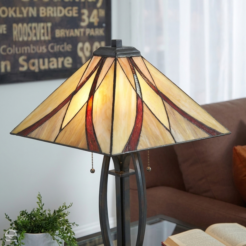 Lampa witrażowa Tiffany Asheville, Quoizel