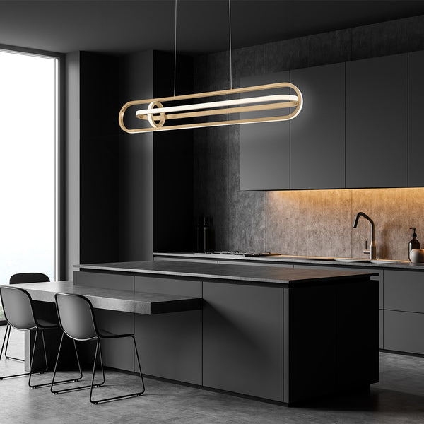 Lampa wyspowa Demark - Szczotkowane złoto, Eurofase - ePlafoniera.pl