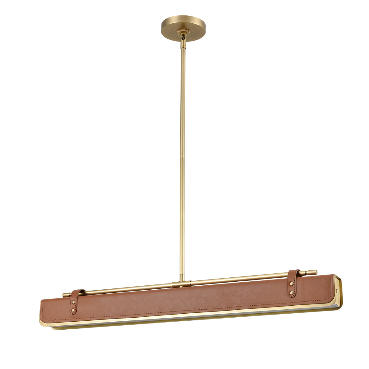 Lampa wyspowa LED Valise - Vintage mosiądz, skóra koniakowa, Alora - ePlafoniera.pl