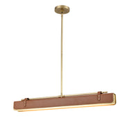 Lampa wyspowa LED Valise - Vintage mosiądz, skóra koniakowa, Alora - ePlafoniera