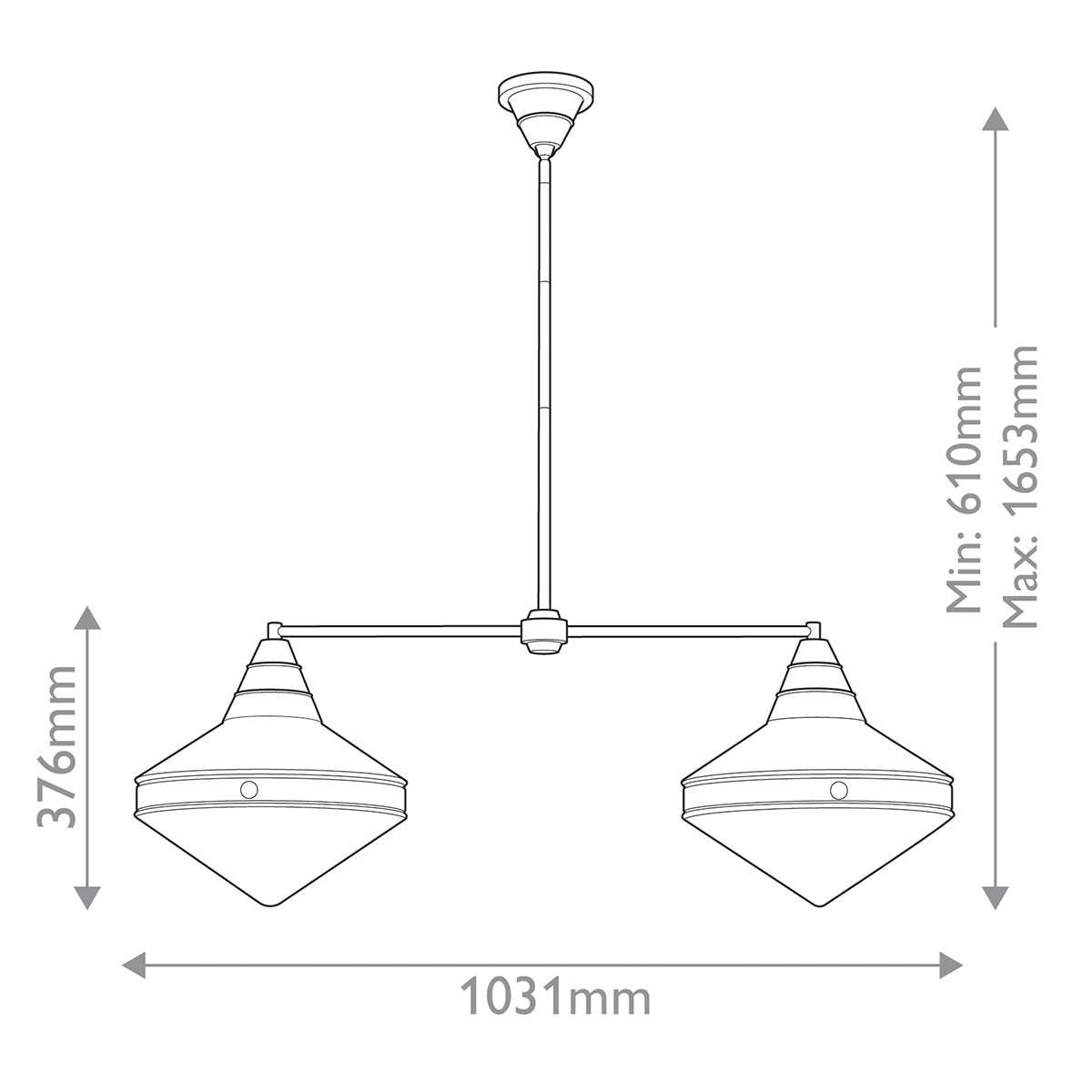 Lampa wyspowa Willard - 2 źródła światła - Miejski brąz, Alora - ePlafoniera.pl