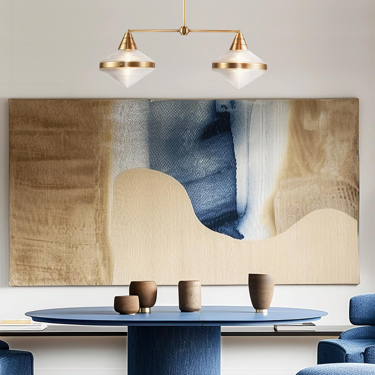 Lampa wyspowa Willard - 2 źródła światła - Vintage mosiądz, Alora - ePlafoniera.pl