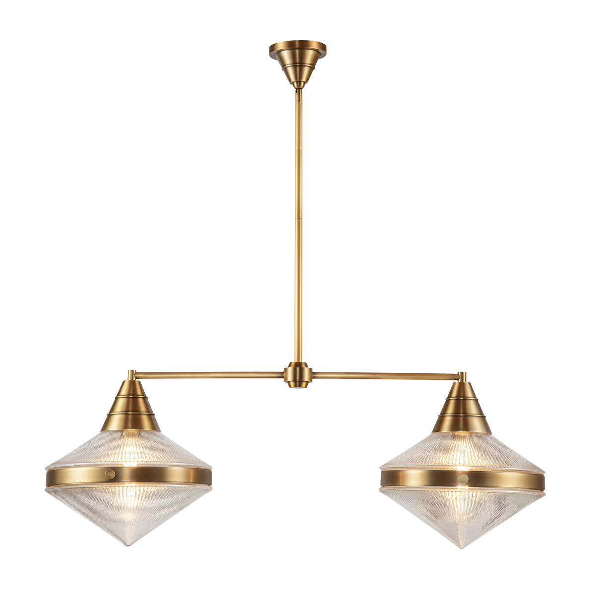 Lampa wyspowa Willard - 2 źródła światła - Vintage mosiądz, Alora - ePlafoniera