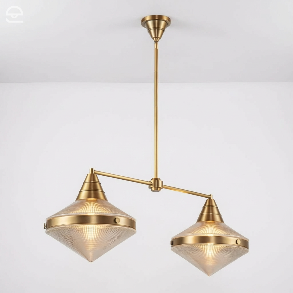 Lampa wyspowa Willard - 2 źródła światła - Vintage mosiądz, Alora