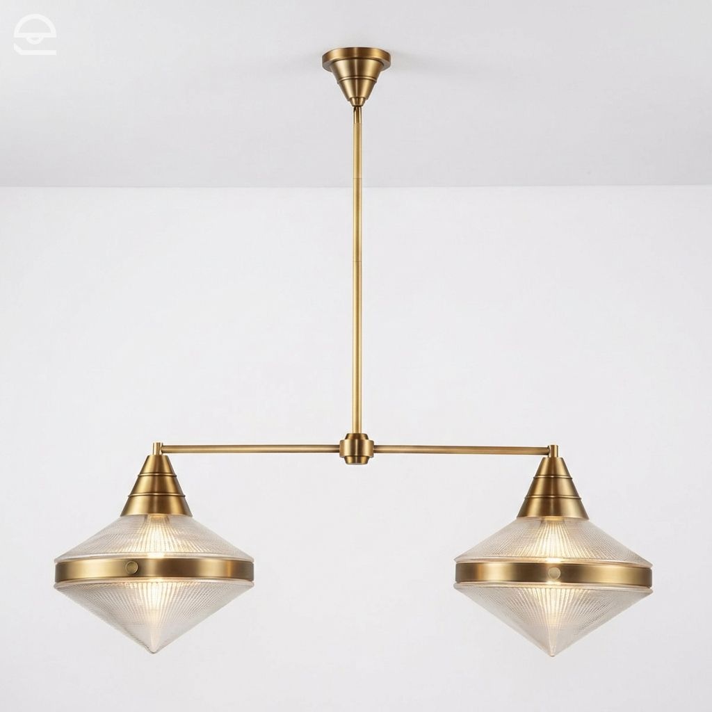 Lampa wyspowa Willard - 2 źródła światła - Vintage mosiądz, Alora