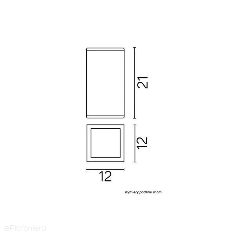 Lampa zewnętrzna sufitowa (grafitowa/czarna/szara) (tuba kwadrat spot 21cm, 1x E27) SU-MA (Adela) 8003