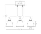 Lampa żyrandol metalowa - szklana (stary mosiądz) do kuchni salonu (3xE27) Feiss (Hobson)