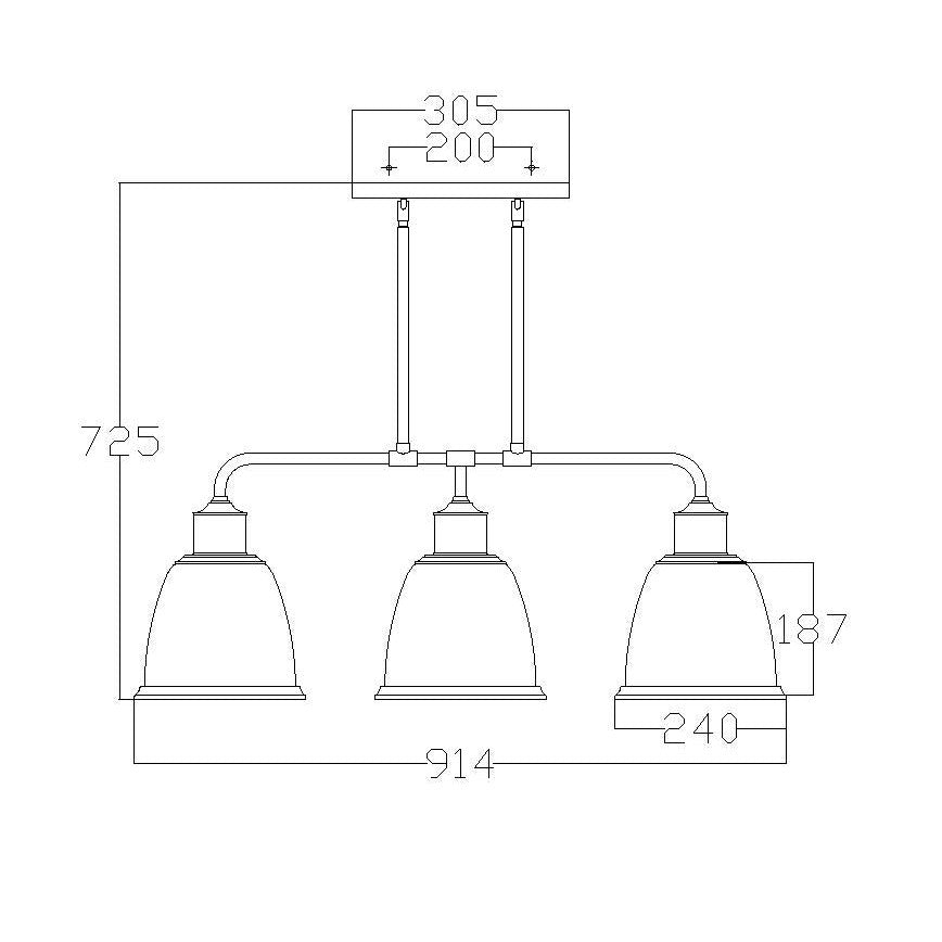 Lampa żyrandol metalowa - szklana (stary mosiądz) do kuchni salonu (3xE27) Feiss (Hobson)