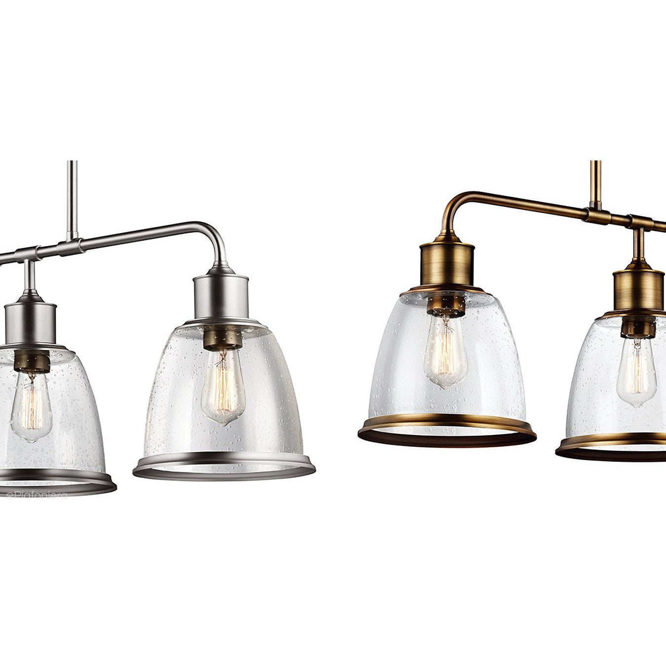 Lampa żyrandol metalowa - szklana (stary mosiądz) do kuchni salonu (3xE27) Feiss (Hobson)