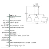 Lampa żyrandol metalowa - szklana (stary mosiądz) do kuchni salonu (3xE27) Feiss (Hobson)