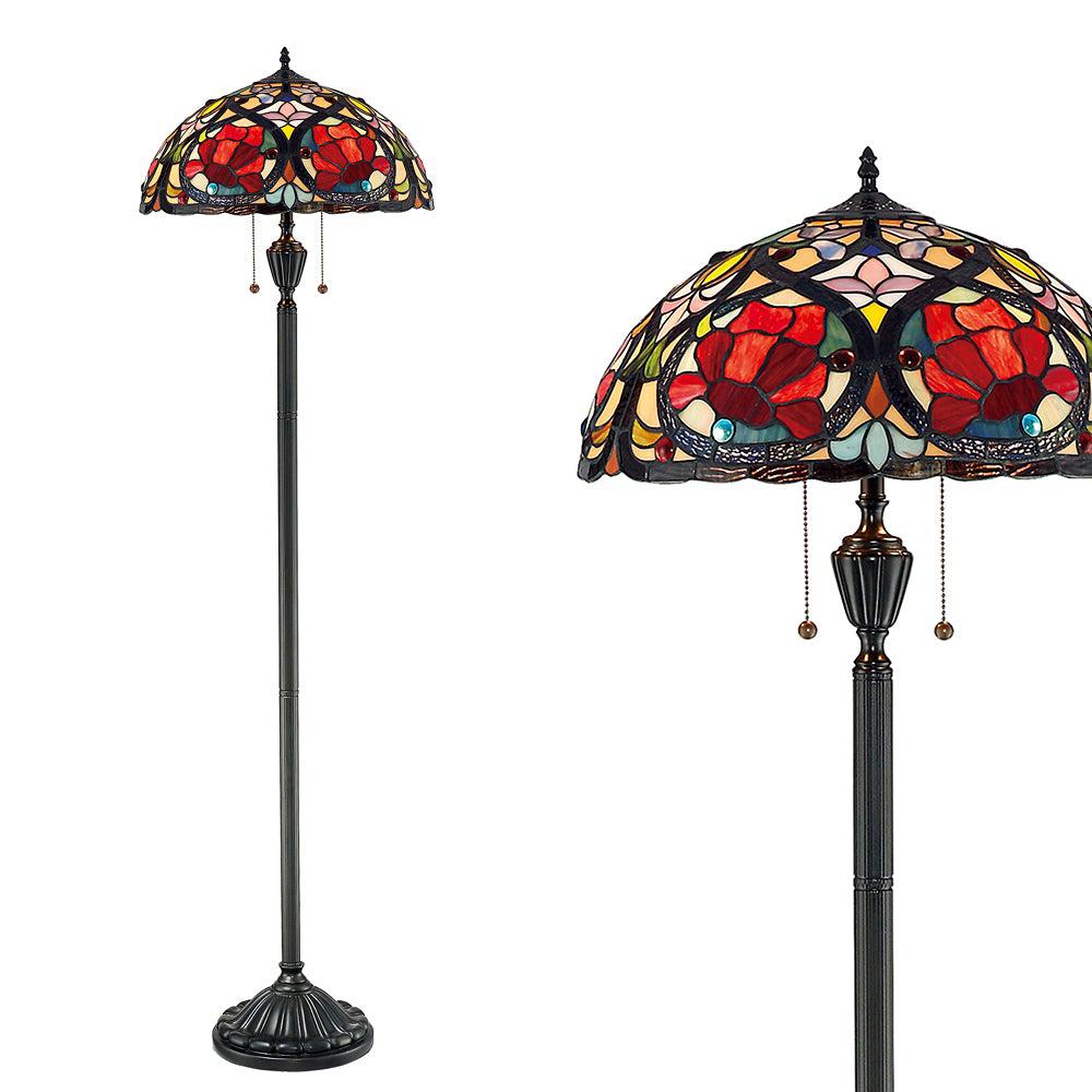 Larissa - lampa stojąca w stylu Tiffany ze szkłem witrażowym, Quoizel