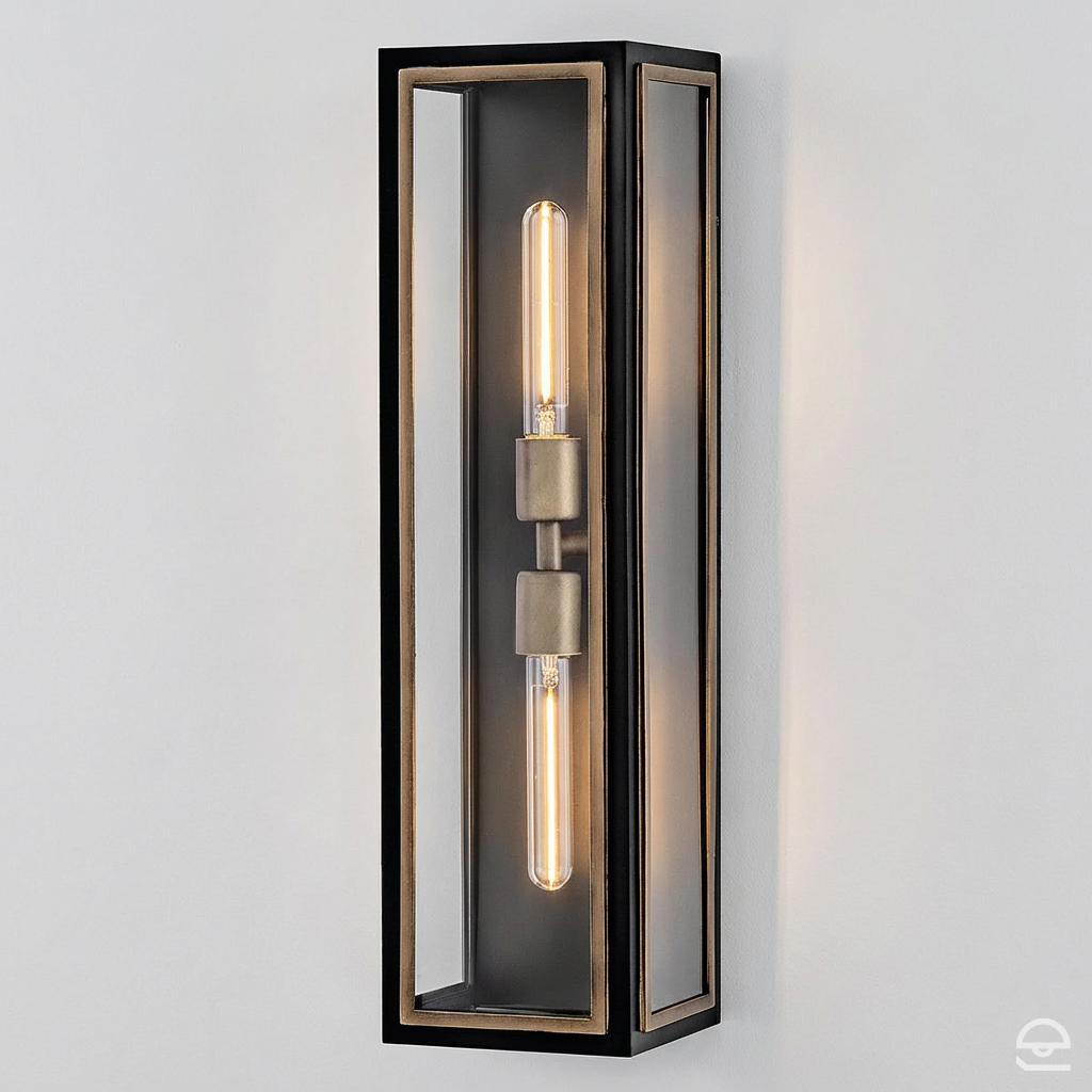 Latarnia naścienna Shaw - 2 źródła światła - Czarny, oksydowany brąz, Hinkley