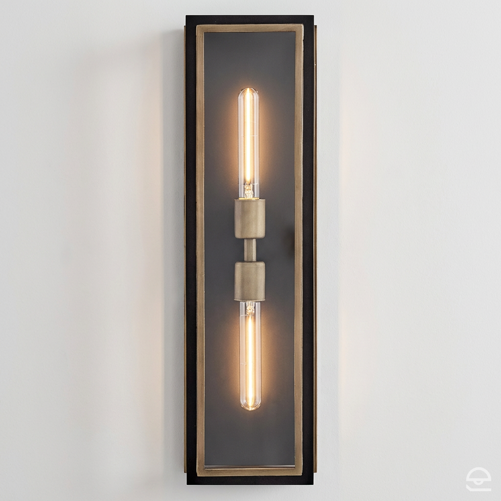 Latarnia naścienna Shaw - 2 źródła światła - Czarny, oksydowany brąz, Hinkley