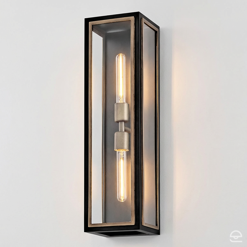 Latarnia naścienna Shaw - 2 źródła światła - Czarny, oksydowany brąz, Hinkley