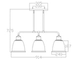 Lampa żyrandol metalowa - szklana (stary mosiądz) do kuchni salonu (3xE27) Feiss (Hobson)