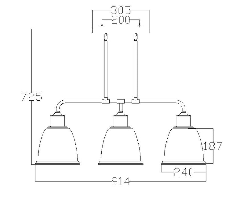 Lampa żyrandol metalowa - szklana (stary mosiądz) do kuchni salonu (3xE27) Feiss (Hobson)