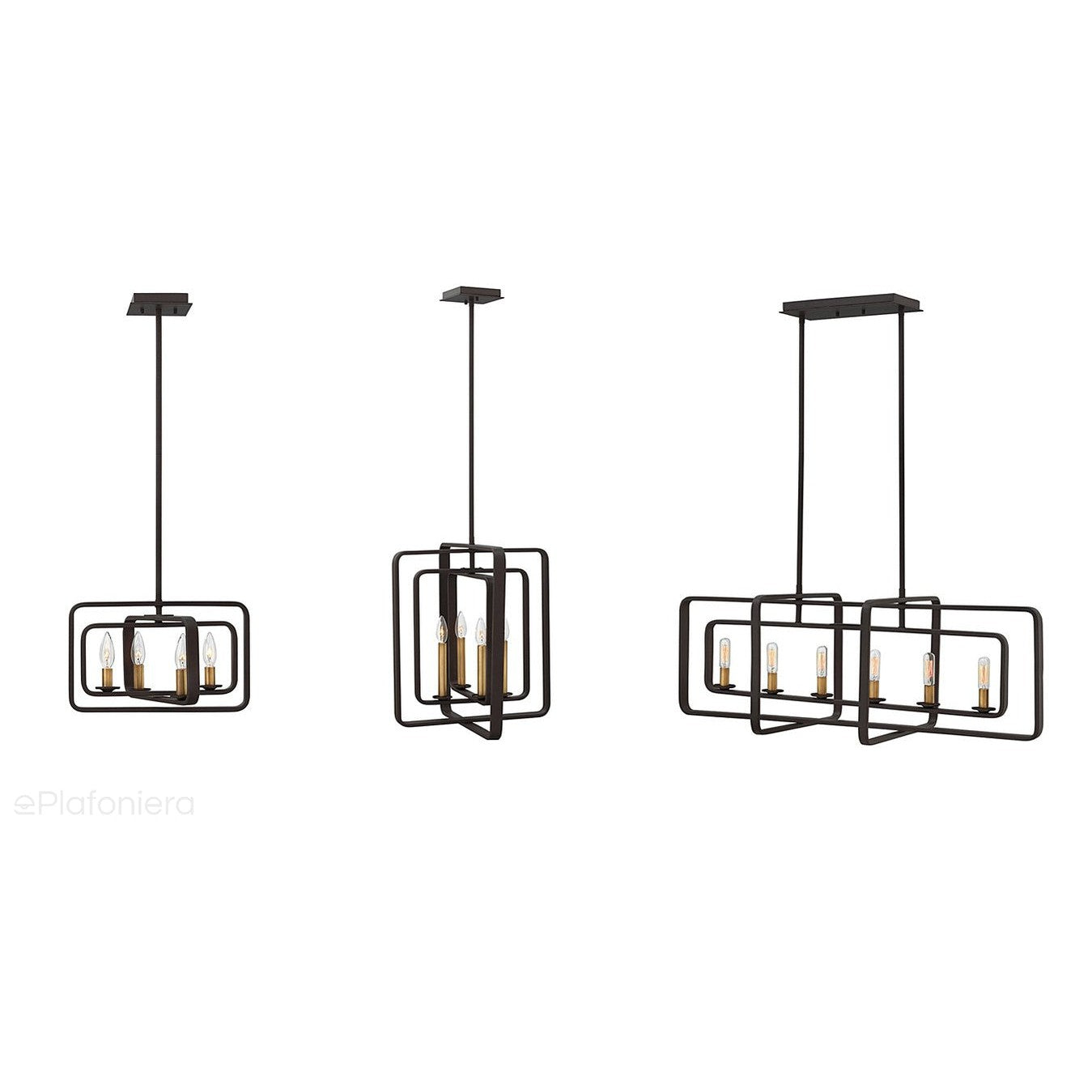 Loftowa lampa wisząca Quentin do salonu / jadalni - Hinkley, wys.50cm (ciemny brąz + mosiądz)