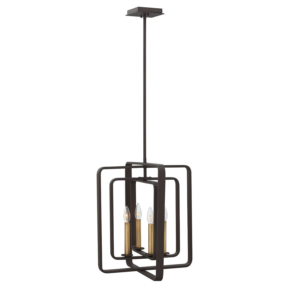 Loftowa lampa wisząca Quentin do salonu / jadalni - Hinkley, wys.50cm (ciemny brąz + mosiądz)