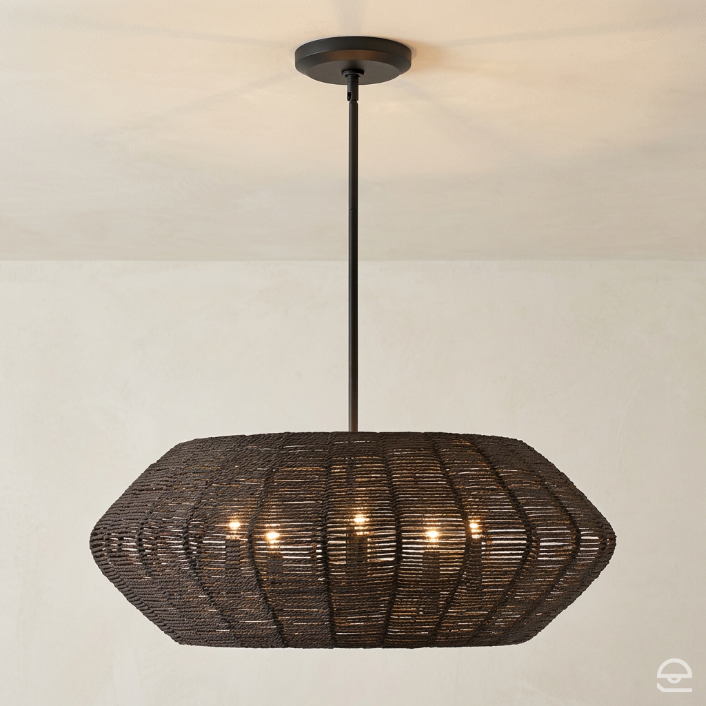 Luca – lampa wisząca z plecionki, czarny mat Ø71