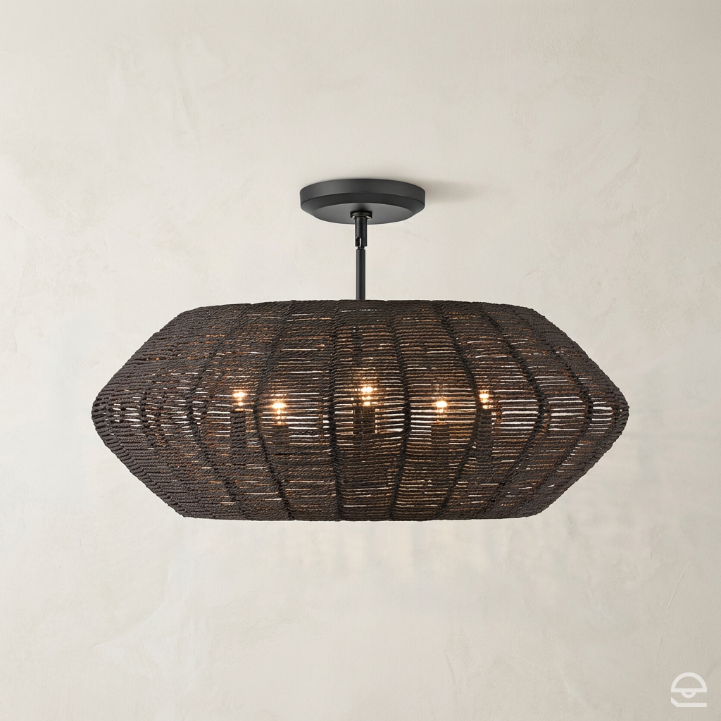 Luca – lampa wisząca z plecionki, czarny mat Ø71