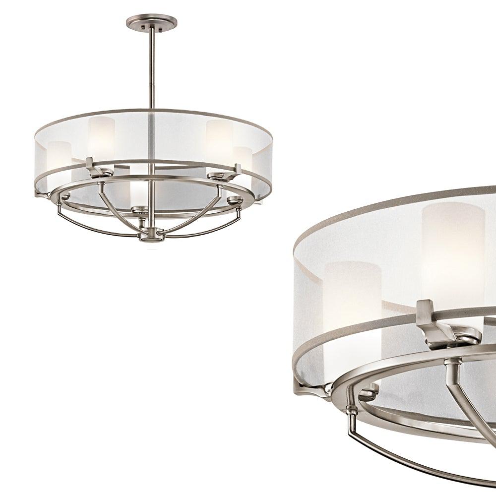 Luksusowy żyrandol 60cm (pewter, organza) do sypialni salonu jadalni (G9 5x4W) Kichler (Saldana)