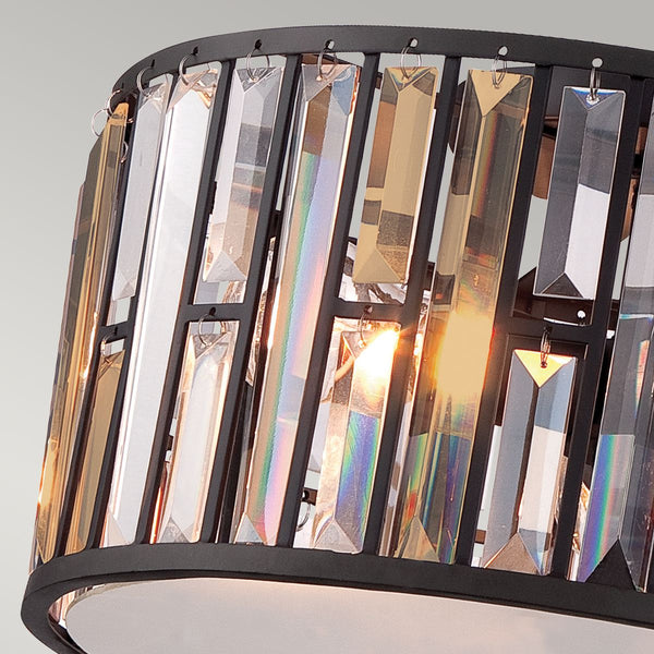 Lampa sufitowa Gemma  ze szkłem kryształowym - Hinkley 42cm (vintage brąz, bursztyn, kryształy, 3xE27)