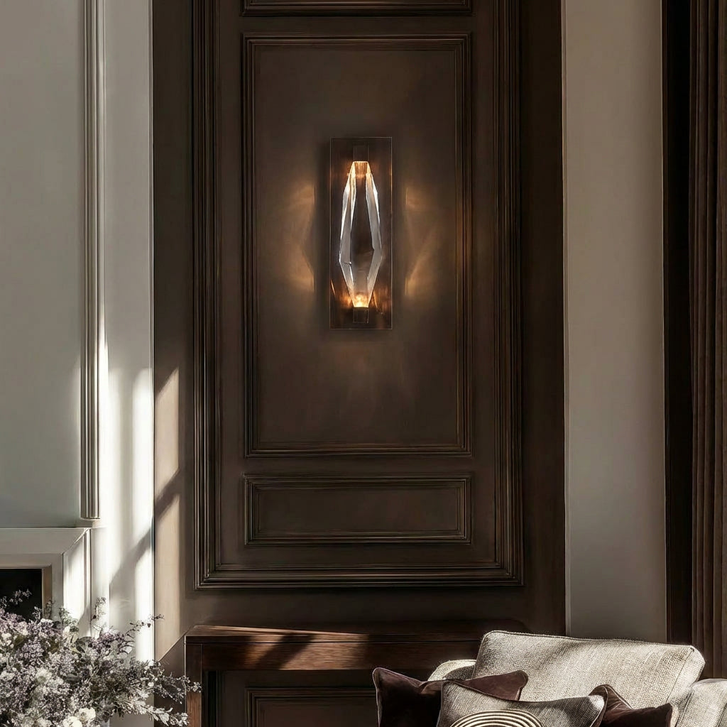 Maisie – kinkiet LED kryształowy diament, angielski brąz