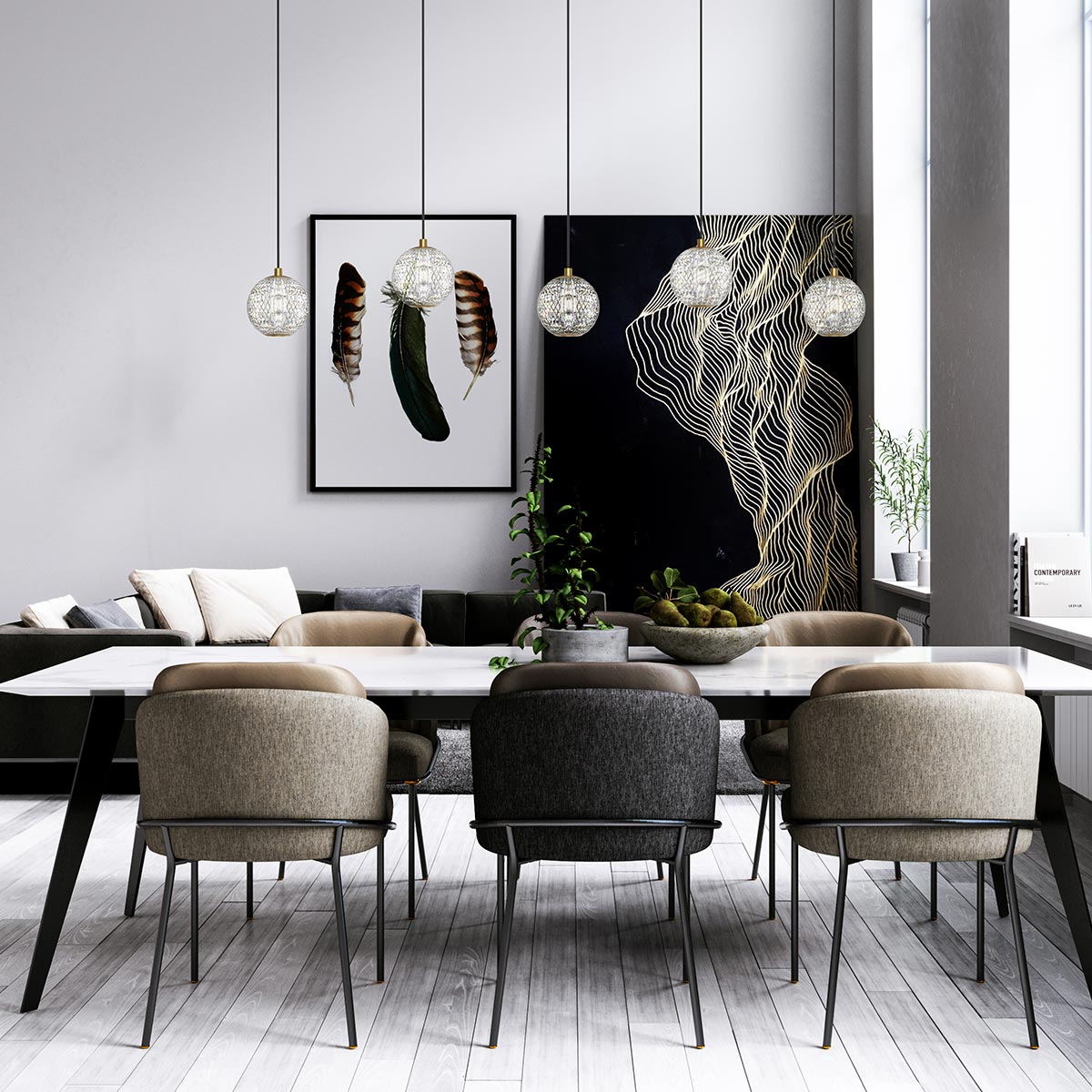 Mała lampa wisząca LED Marni - Naturalny mosiądz, Alora - ePlafoniera.pl