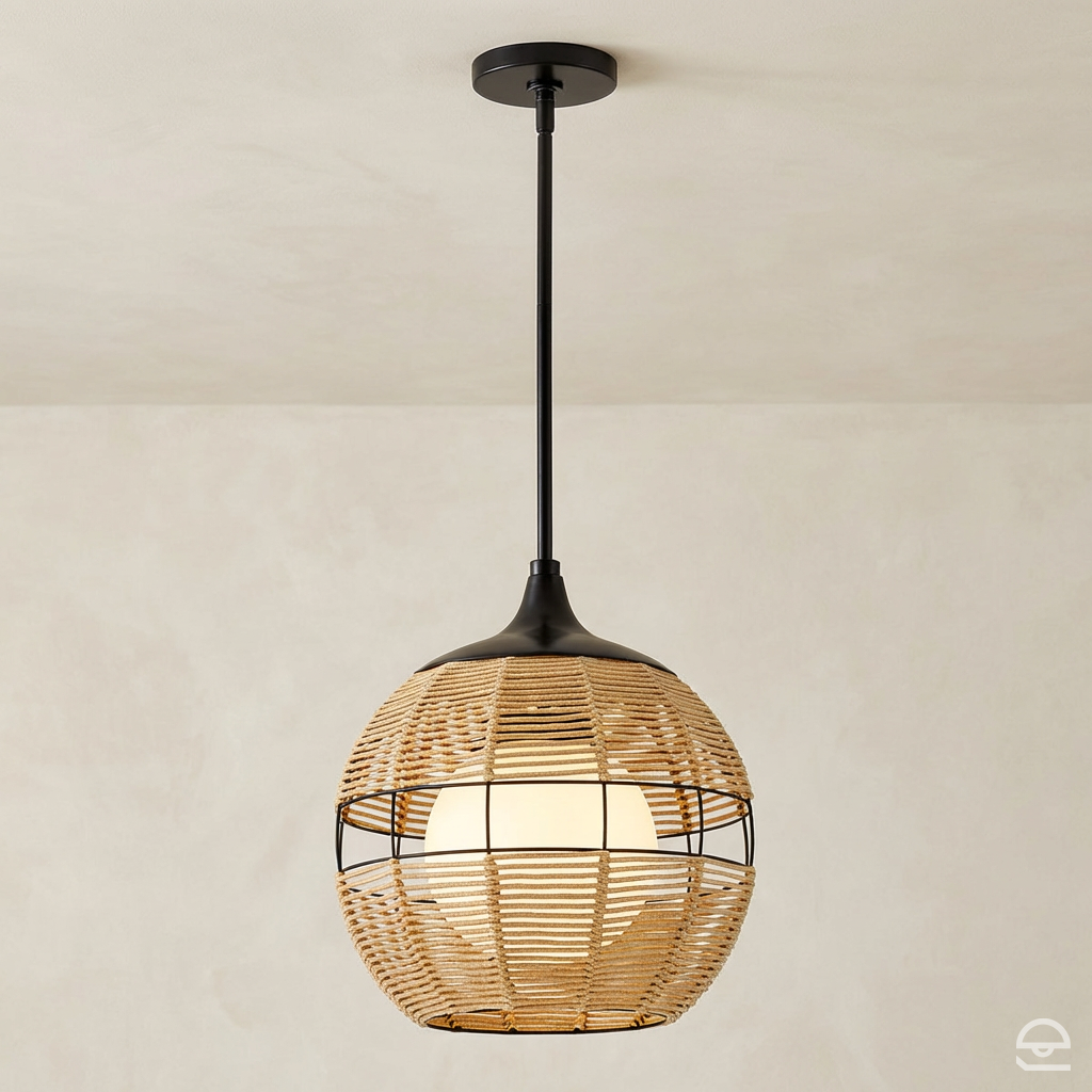 Mała lampa wisząca Maddox - 1 źródło światła - Czarny, karmelowy beż, Hinkley