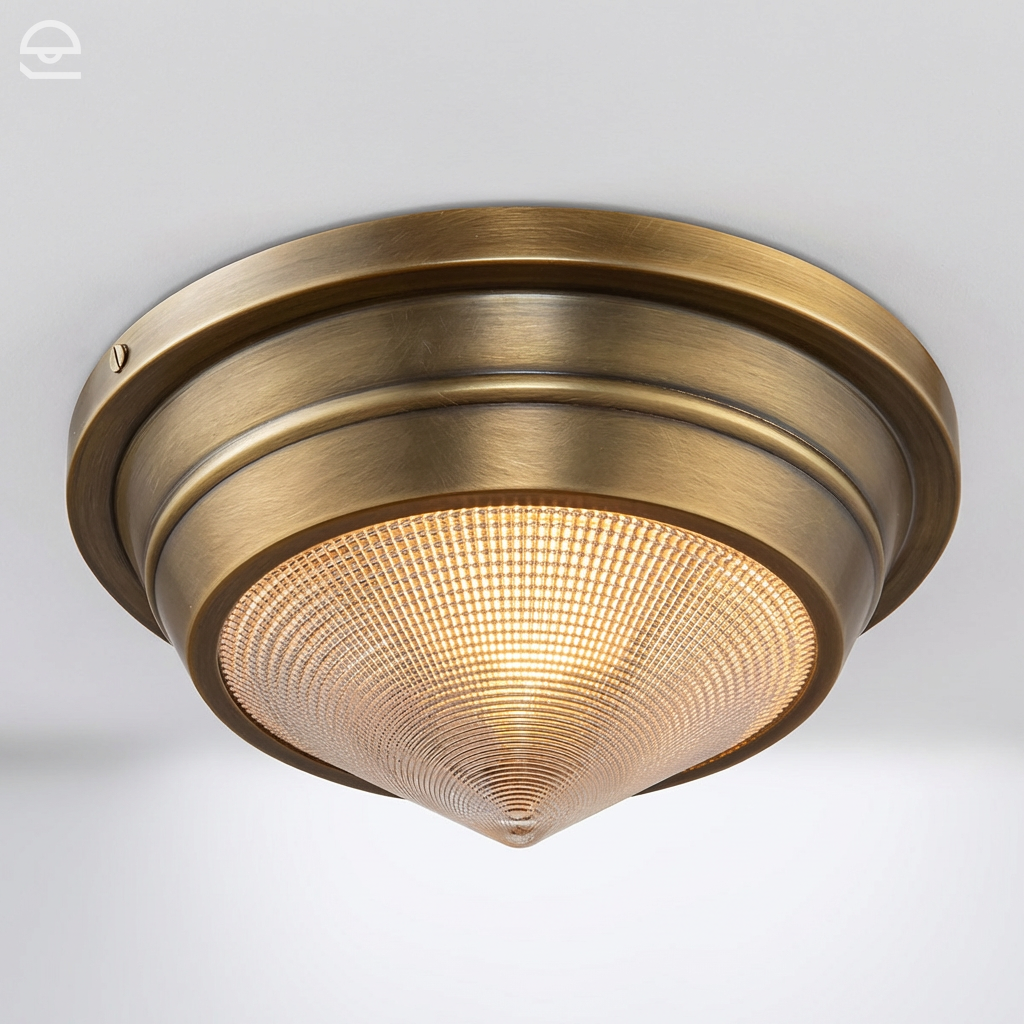 Mały plafon Willard - 1 źródło światła - Vintage mosiądz, Alora